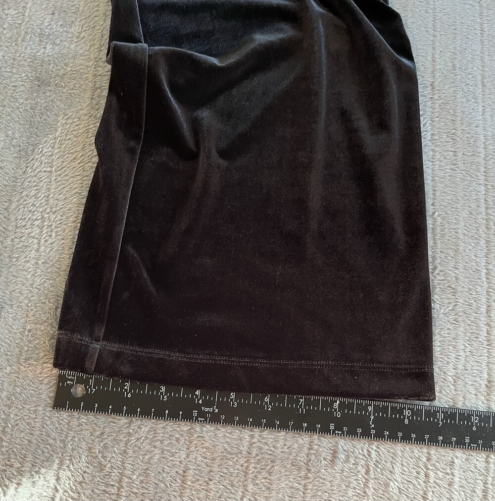 Women’s Lands' End Black Velvet Pants Size Med Elastic Waist Wide Leg Holiday - Picture 13 of 14